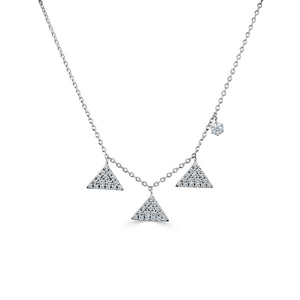14k Gold & Diamond Dangle Triangle Necklace