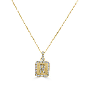 14k Gold & Diamond Small Initial Necklace