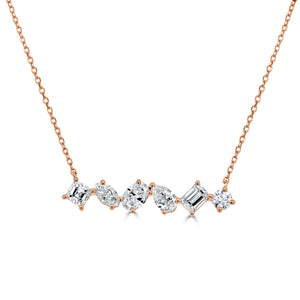 14k Gold Fancy Shape Diamond Bar Necklace