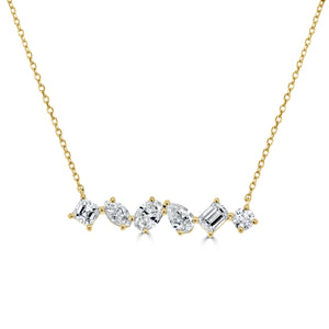 14k Gold Fancy Shape Diamond Bar Necklace