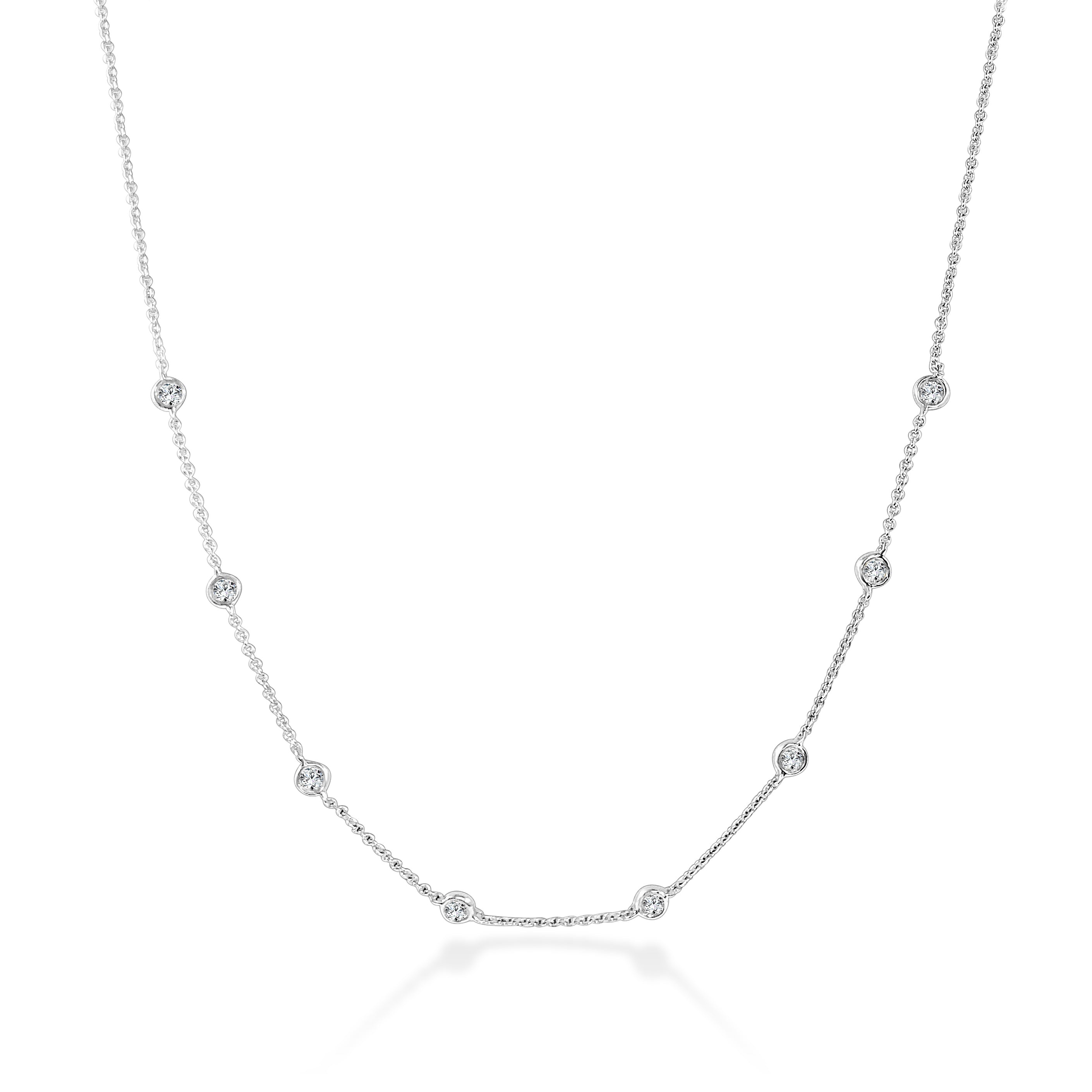 14K Gold & Diamond Station Necklace - 0.60ct