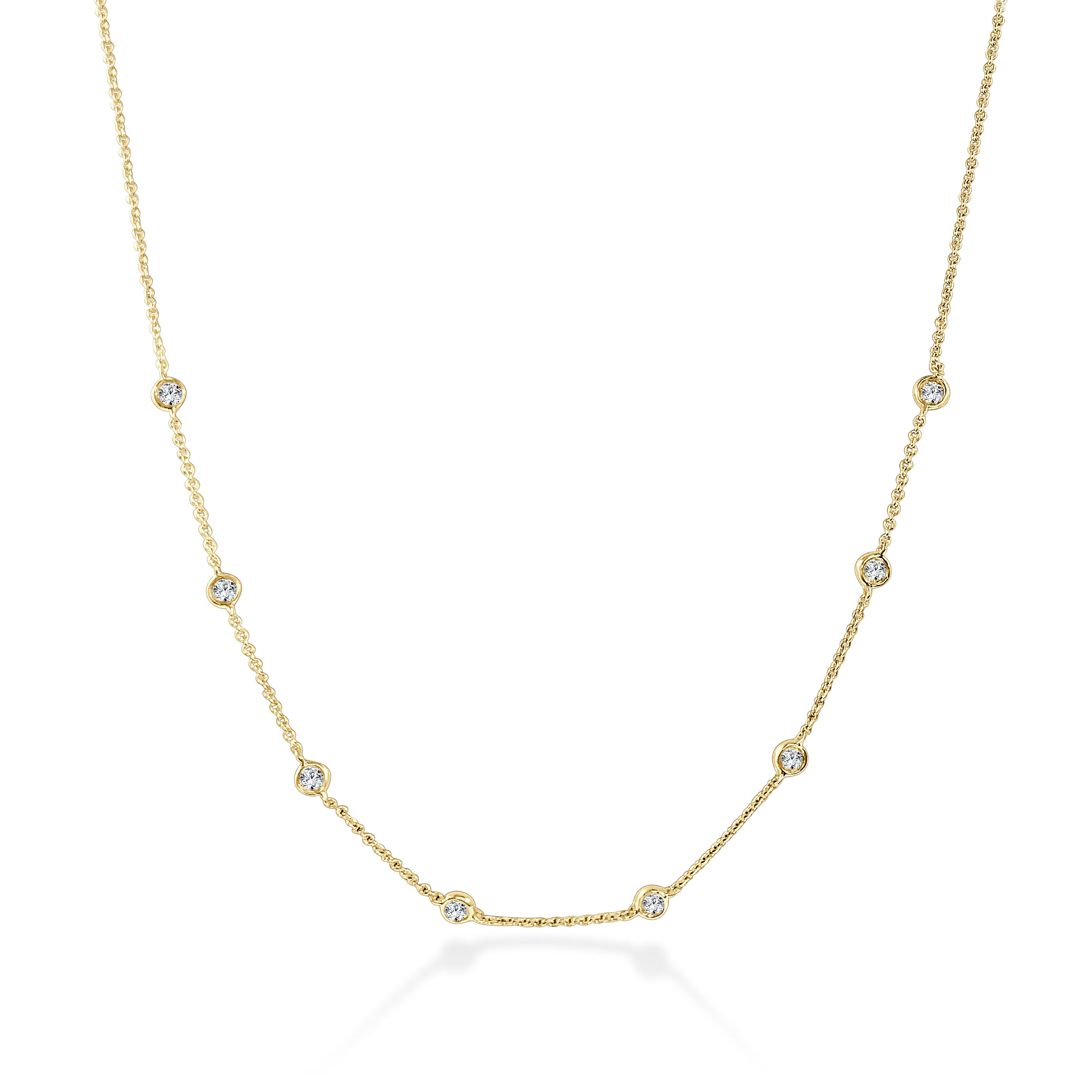 14K Gold & Diamond Station Necklace - 0.60ct