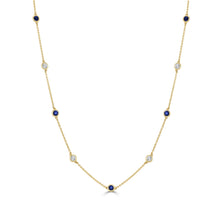 Load image into Gallery viewer, 14k Gold Diamond &amp; Gemstone Station Necklace