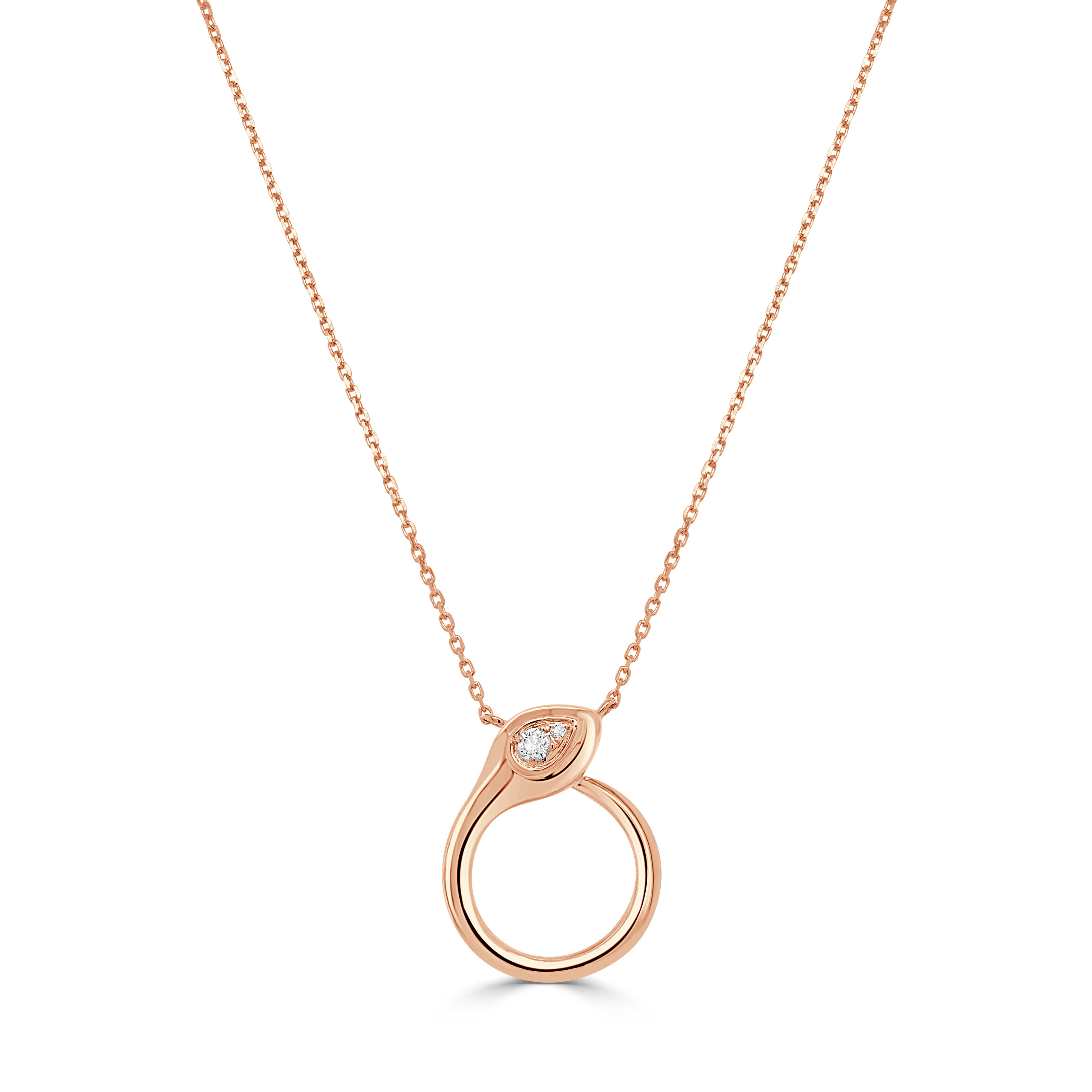 14K Gold & Diamond Snake Necklace - 0.07ct