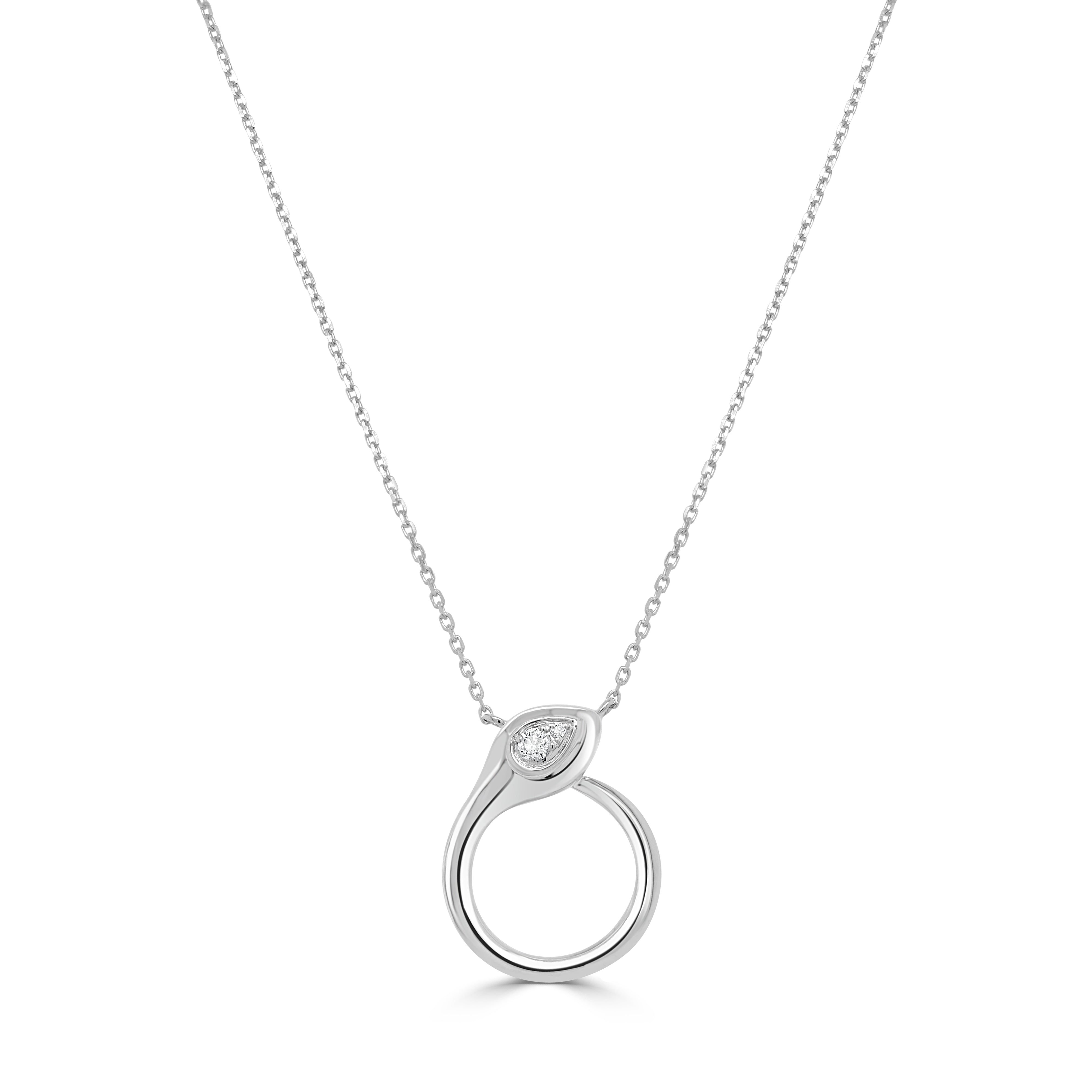 14K Gold & Diamond Snake Necklace - 0.07ct