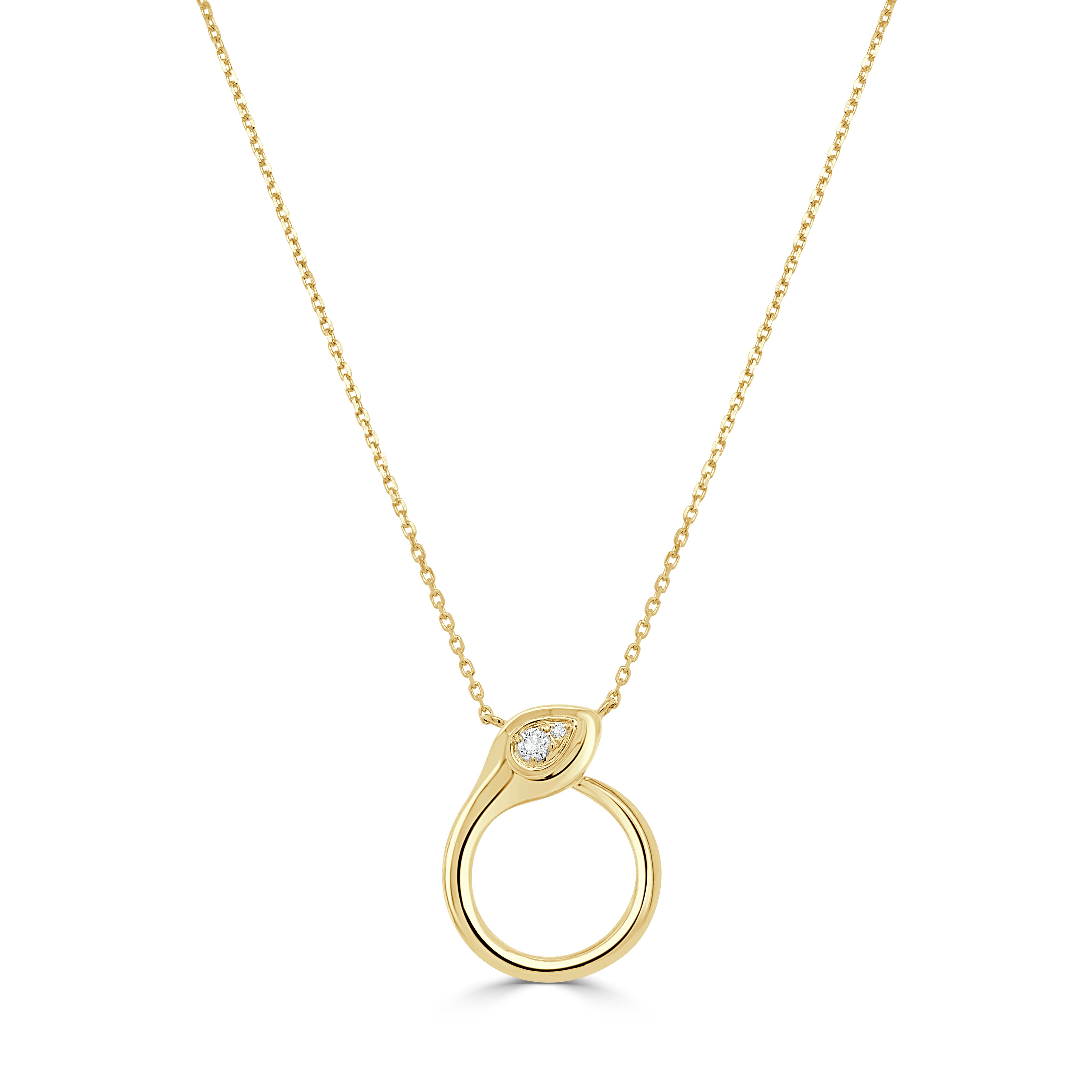 14K Gold & Diamond Snake Necklace - 0.07ct