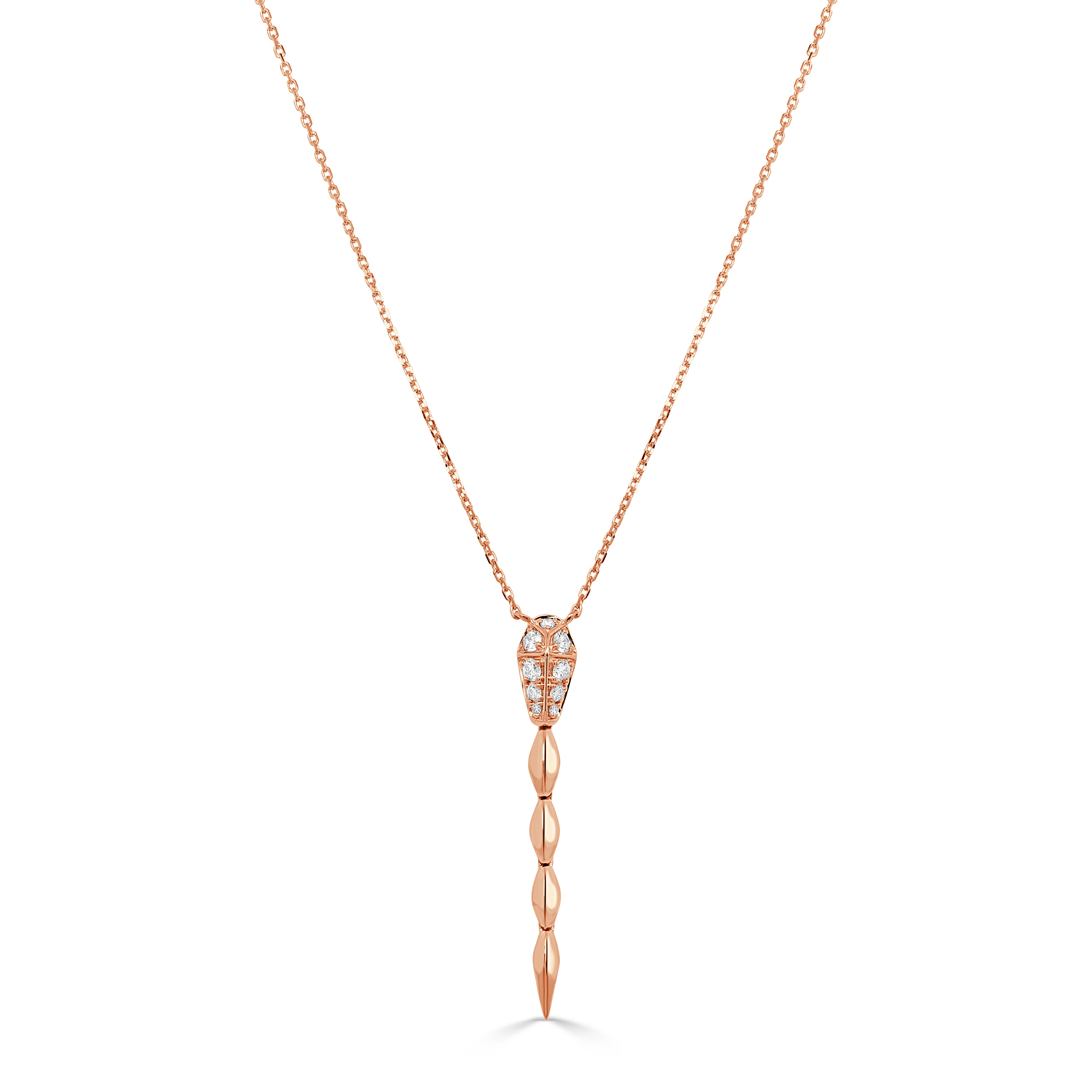 14K Gold & Diamond Snake Necklace - 0.23ct