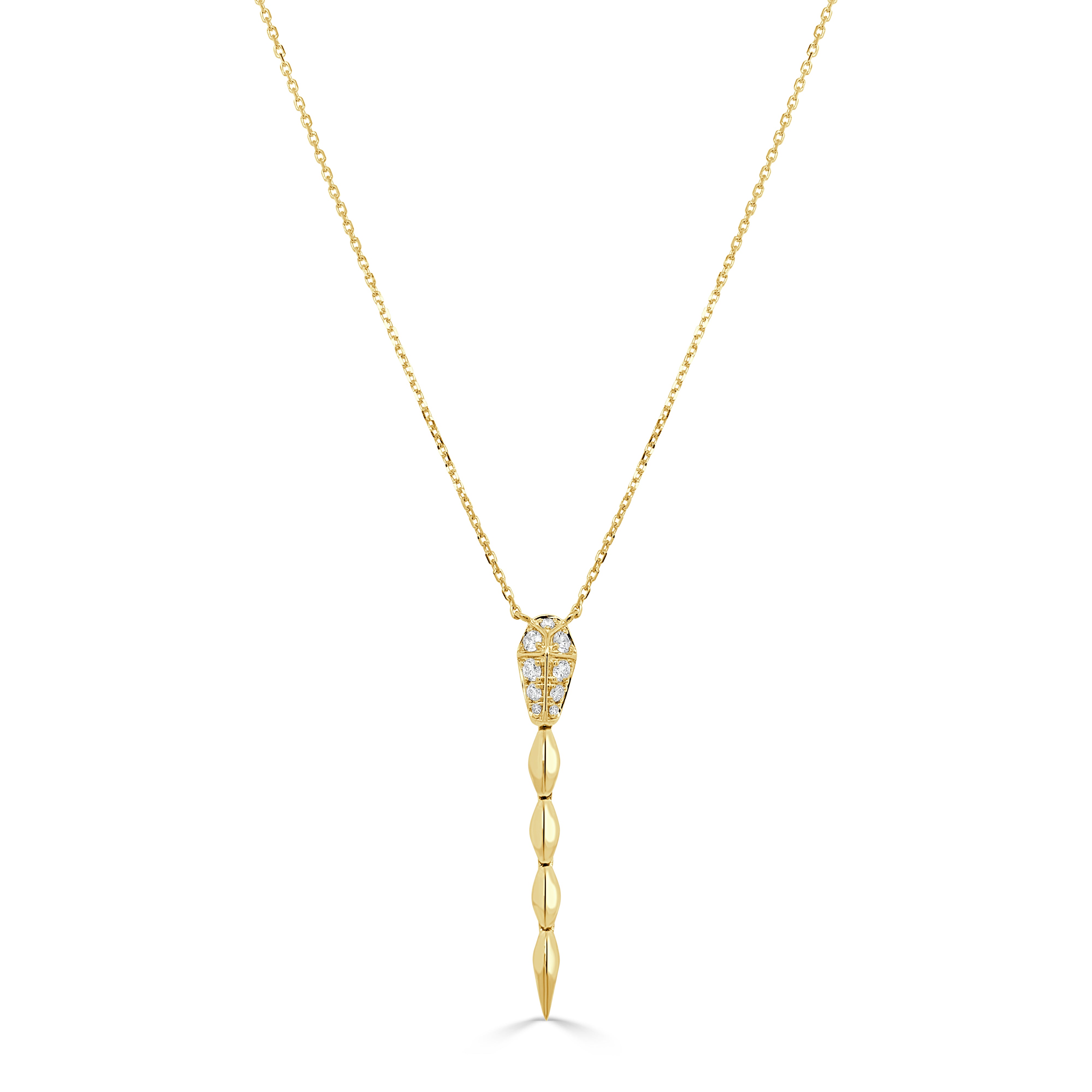 14K Gold & Diamond Snake Necklace - 0.23ct