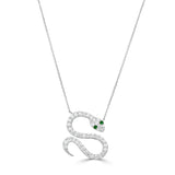 14K Gold Snake Emerald & Diamond Necklace - 1.16ct
