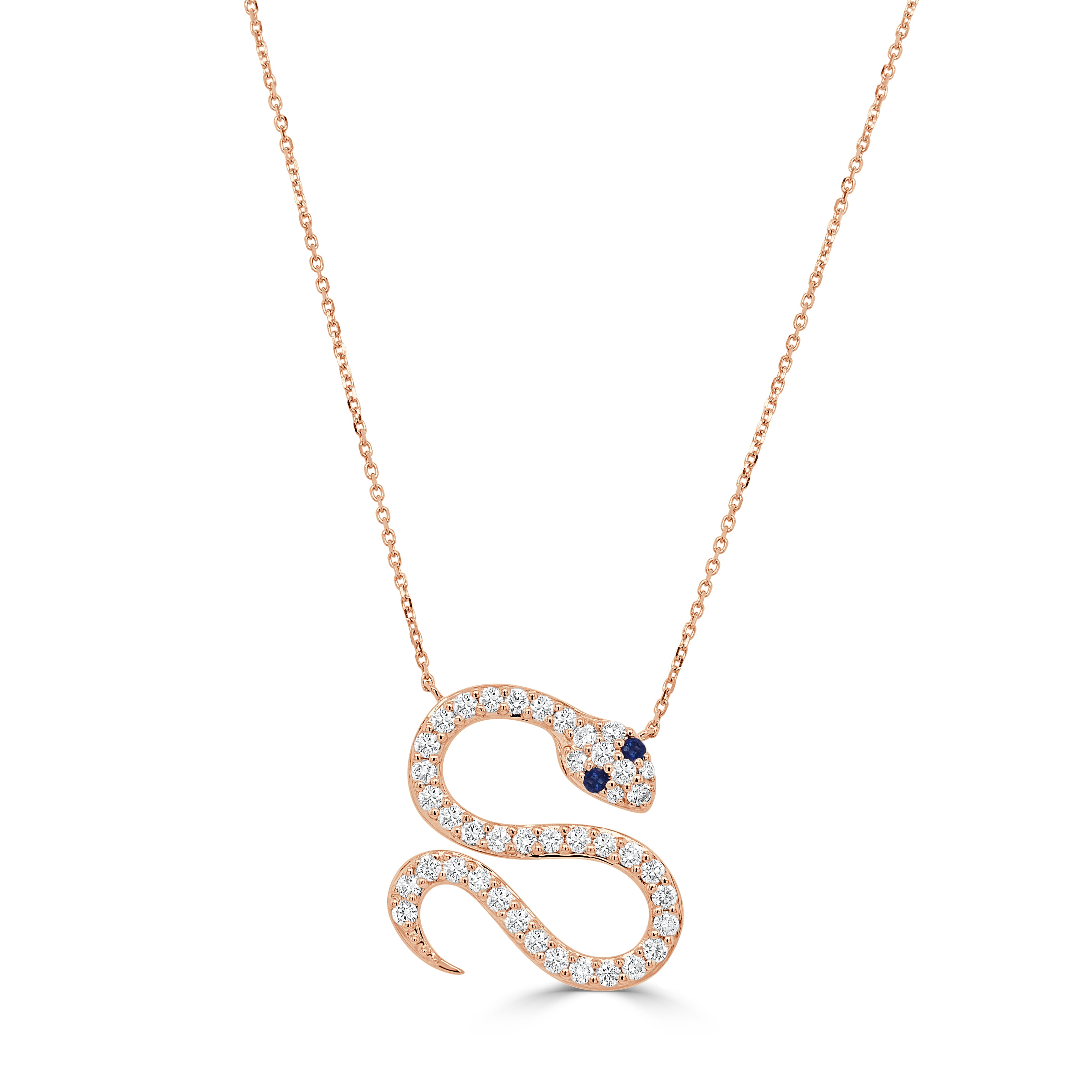 14K Gold Snake Sapphire & Diamond Necklace - 1.13ct
