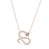 14K Gold Snake Sapphire & Diamond Necklace - 1.13ct