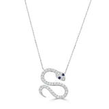 14K Gold Snake Sapphire & Diamond Necklace - 1.13ct