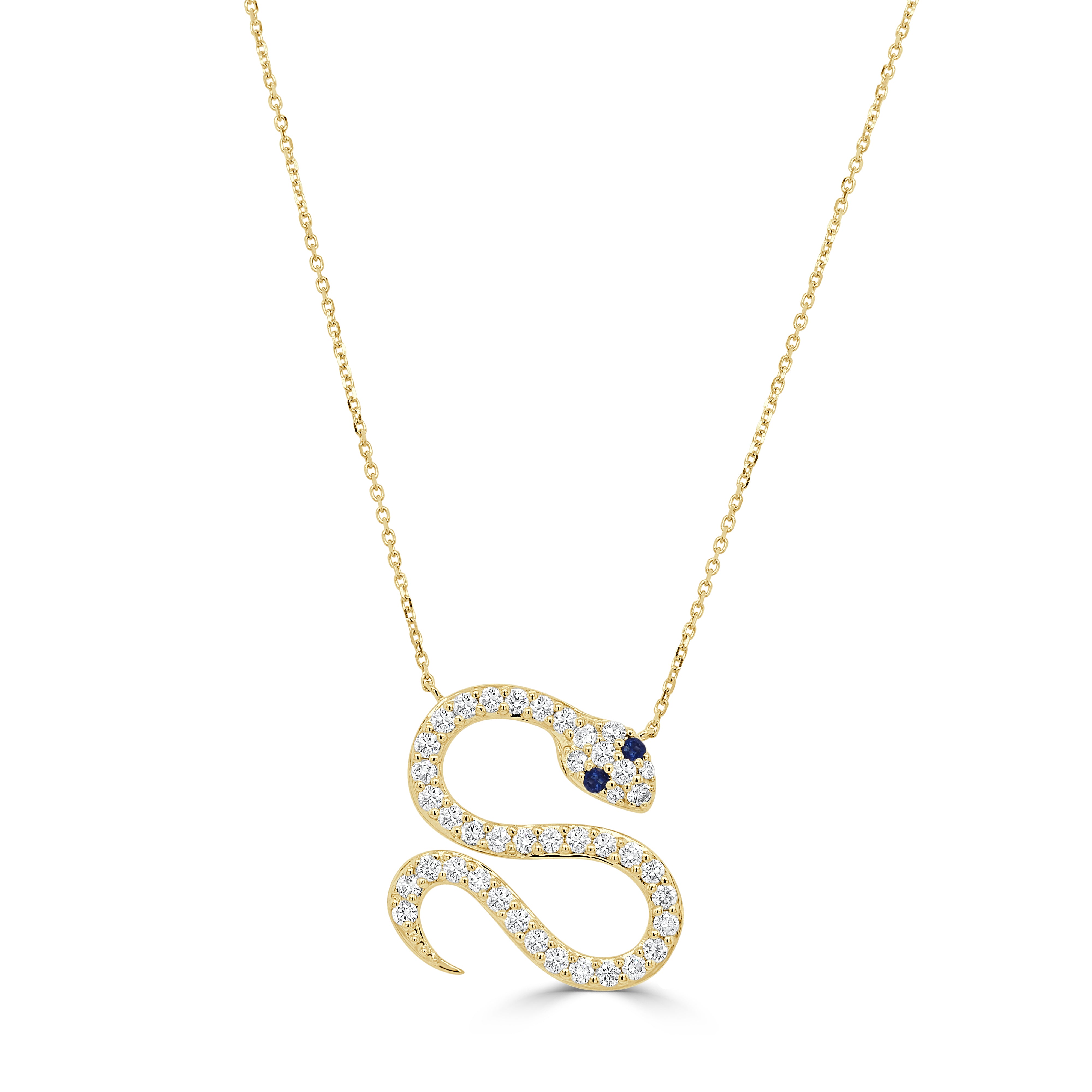 14K Gold Snake Sapphire & Diamond Necklace - 1.13ct