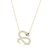 14K Gold Snake Sapphire & Diamond Necklace - 1.13ct