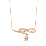 14K Gold Snake Sapphire & Diamond Necklace - 0.15ct