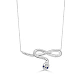 14K Gold Snake Sapphire & Diamond Necklace - 0.15ct