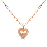 14K Gold Bezel Set Diamond Puff Heart Charm