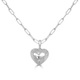 14K Gold Bezel Set Diamond Puff Heart Charm