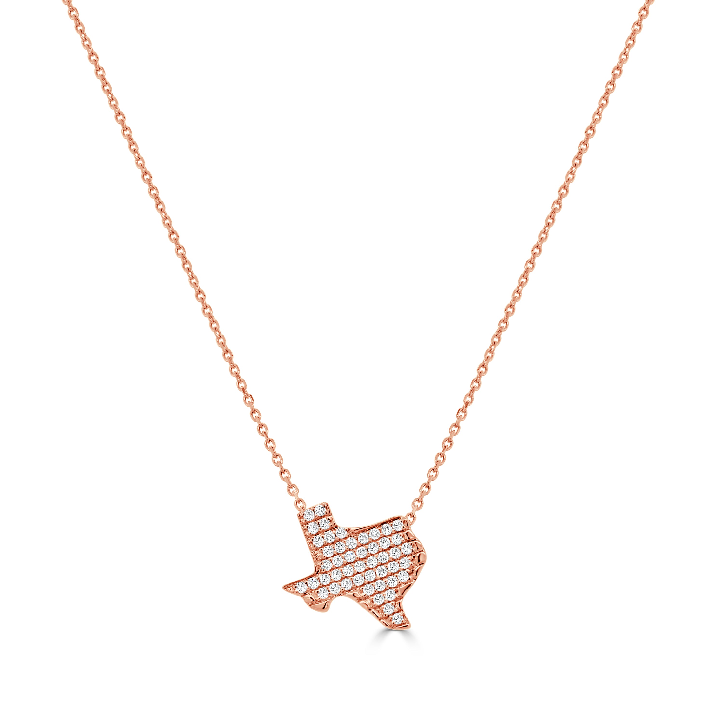 14K Gold Diamond Texas State Necklace with Bale - 0.29 CT