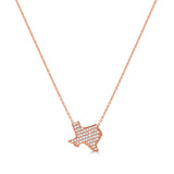14K Gold Diamond Texas State Necklace with Bale - 0.29 CT