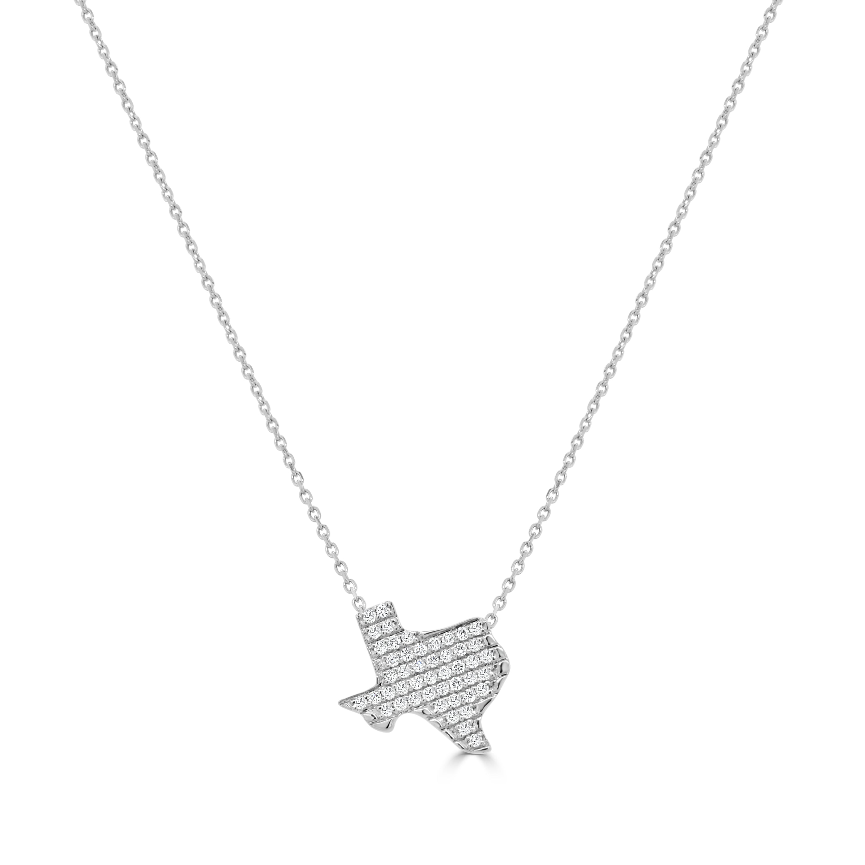 14K Gold Diamond Texas State Necklace with Bale - 0.29 CT