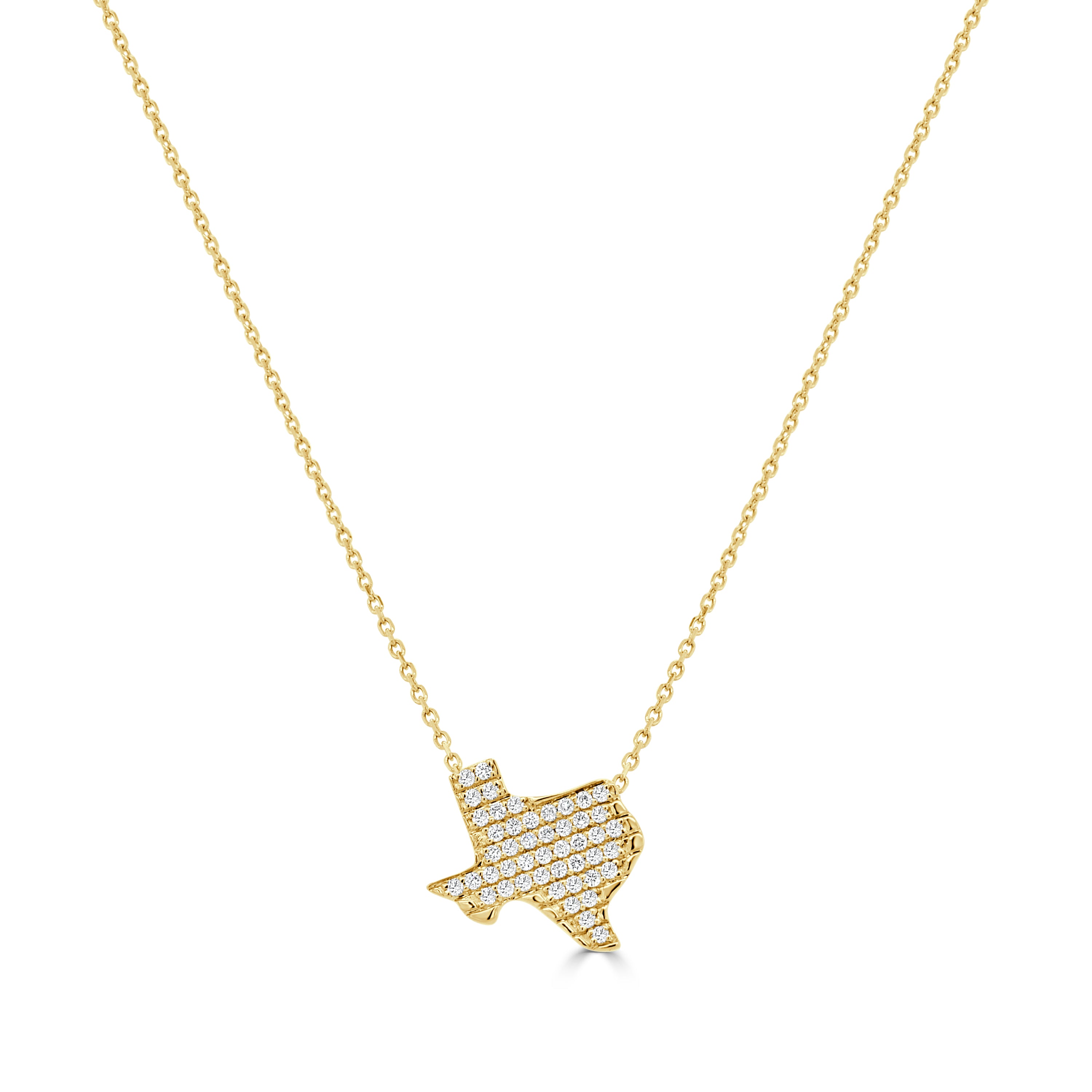 14K Gold Diamond Texas State Necklace with Bale - 0.29 CT