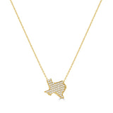 14K Gold Diamond Texas State Necklace with Bale - 0.29 CT