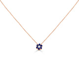 14K Gold Diamond & Sapphire Flower Necklace - 0.17 CT