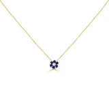 14K Gold Diamond & Sapphire Flower Necklace - 0.17 CT