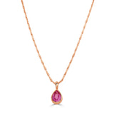 14K Gold Pink Sapphire Pear Shape Bezel Pendant Necklace - 1.47 CT