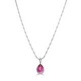 14K Gold Pink Sapphire Pear Shape Bezel Pendant Necklace - 1.47 CT