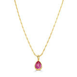14K Gold Pink Sapphire Pear Shape Bezel Pendant Necklace - 1.47 CT