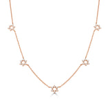 14K Gold Diamond Station Star of David Necklace - 0.34 CT