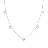 14K Gold Diamond Station Star of David Necklace - 0.34 CT
