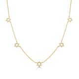 14K Gold Diamond Station Star of David Necklace - 0.34 CT