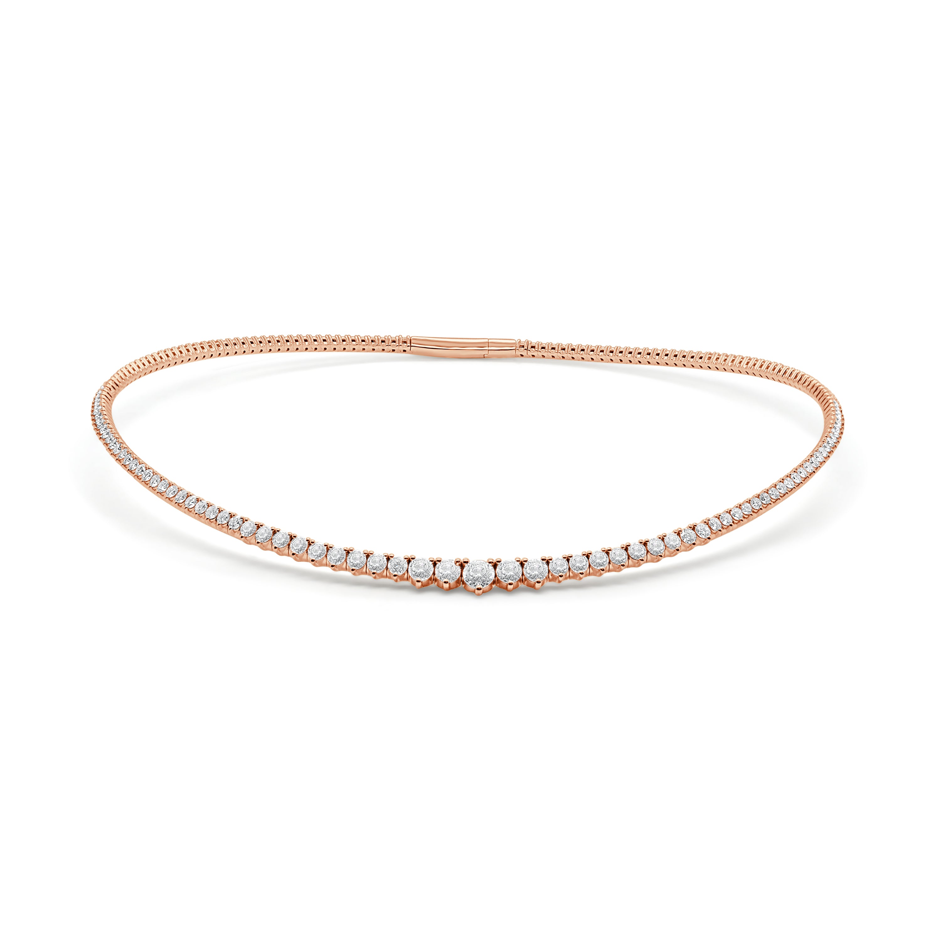 14K Gold Diamond Graduating Flexible Choker - 5.39 CT