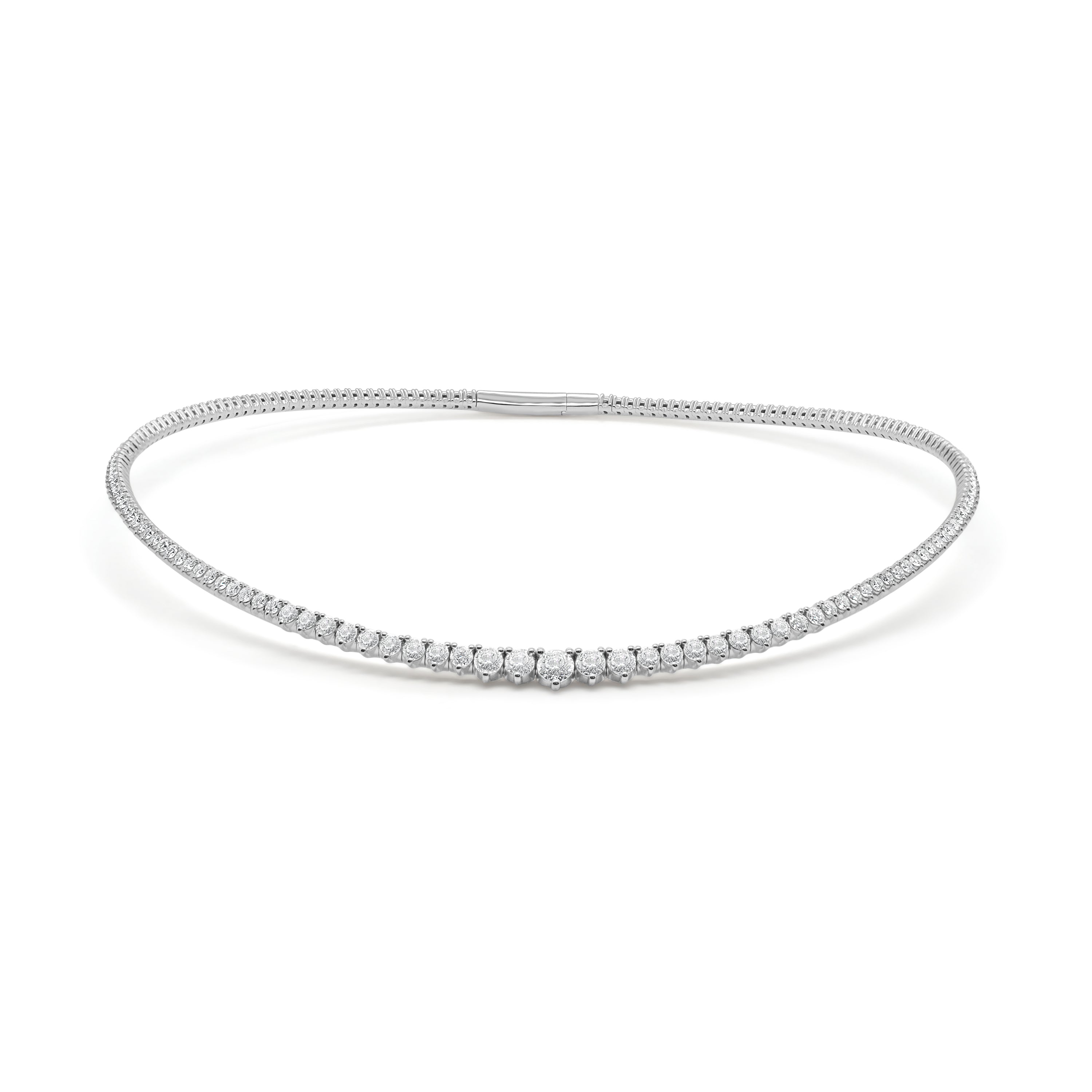 14K Gold Diamond Graduating Flexible Choker - 5.39 CT