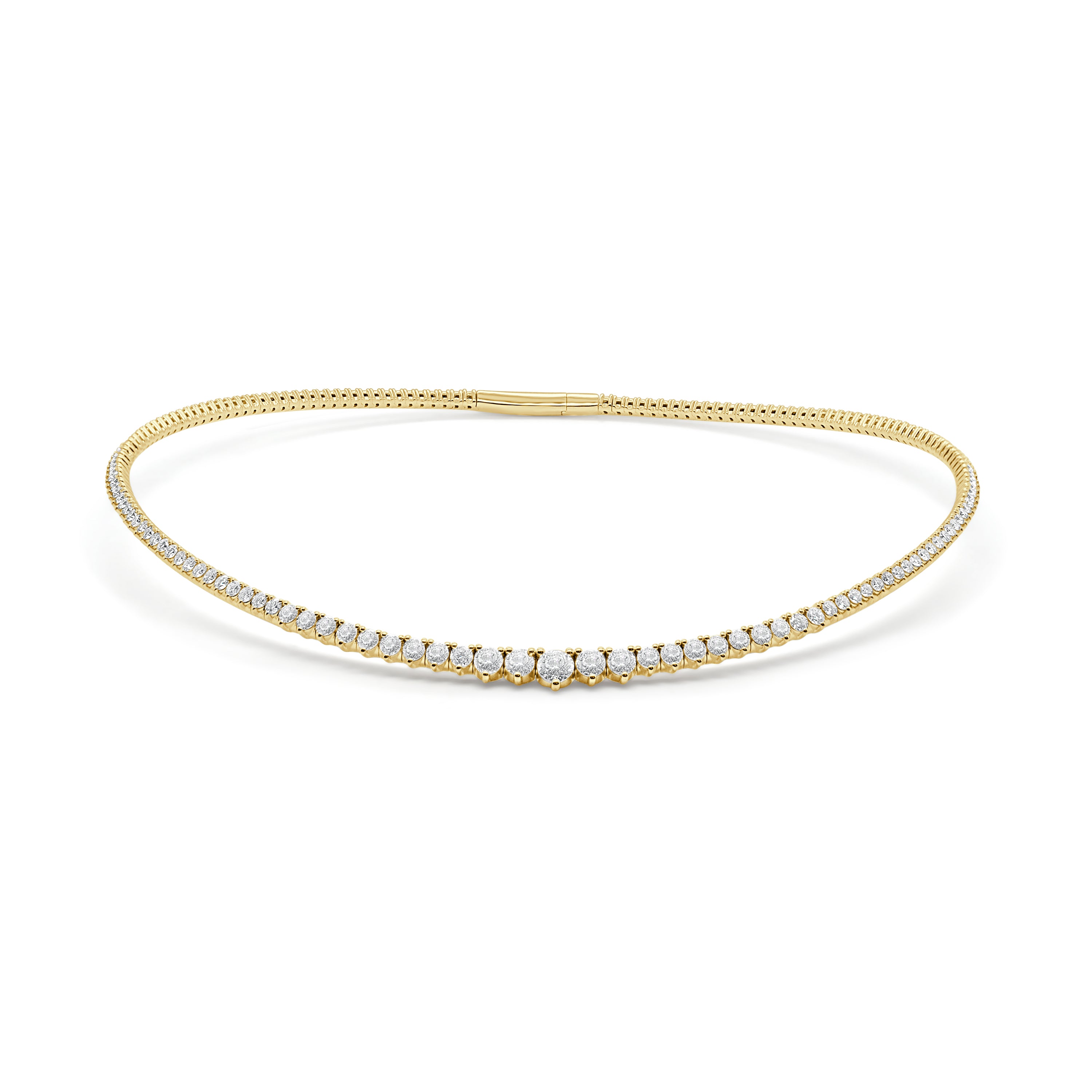 14K Gold Diamond Graduating Flexible Choker - 5.39 CT
