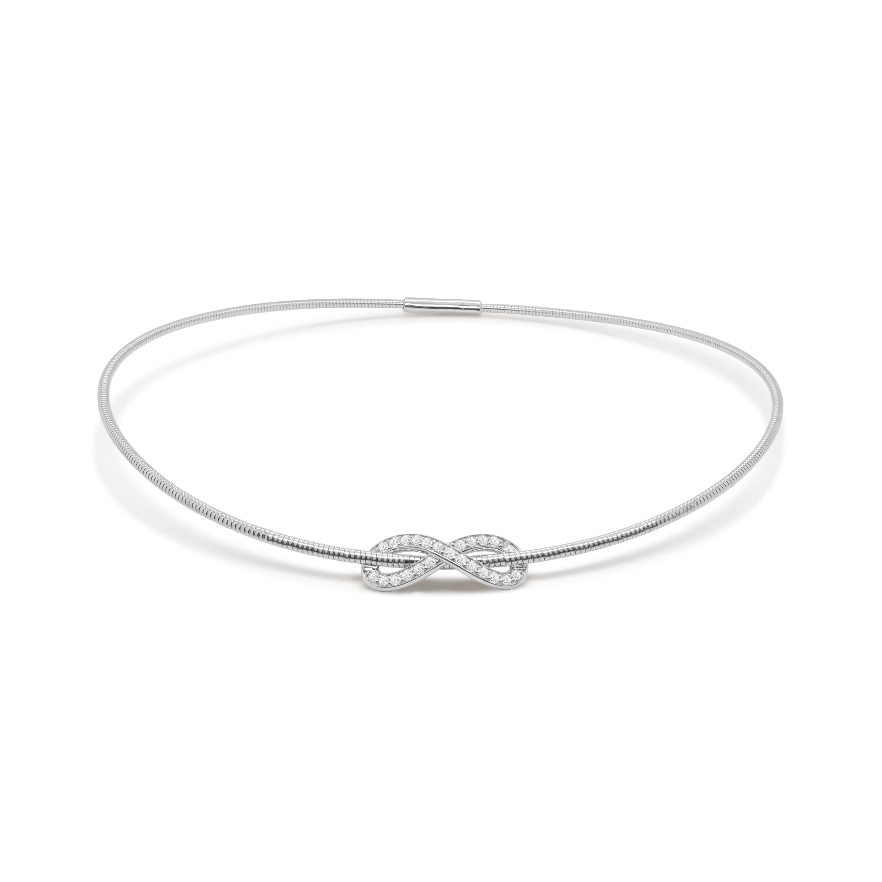 14K Gold Diamond Bowtie Flexible Choker - 0.49 CT