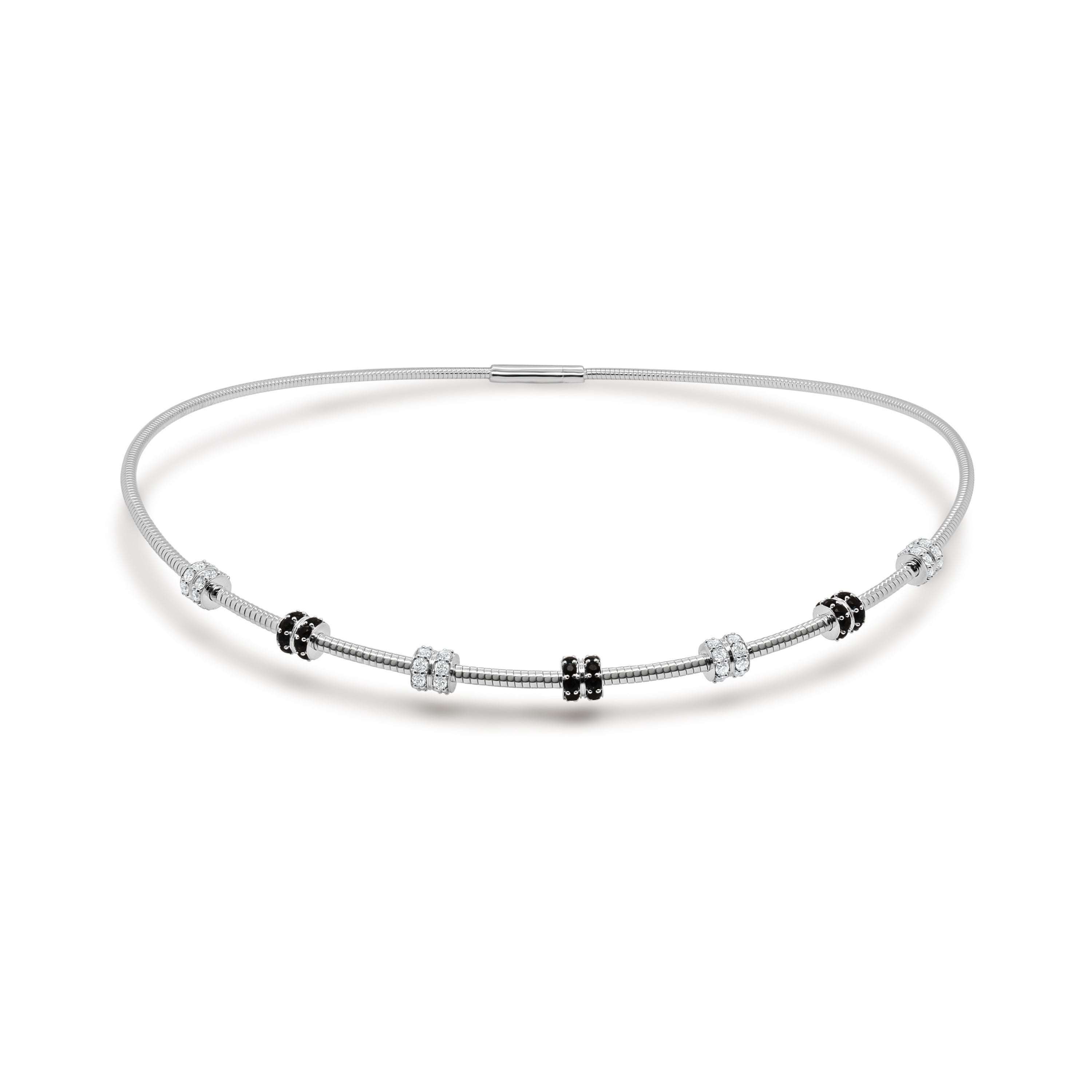 14K Gold Diamond & Sapphire Flexible Choker - 1.30 CT