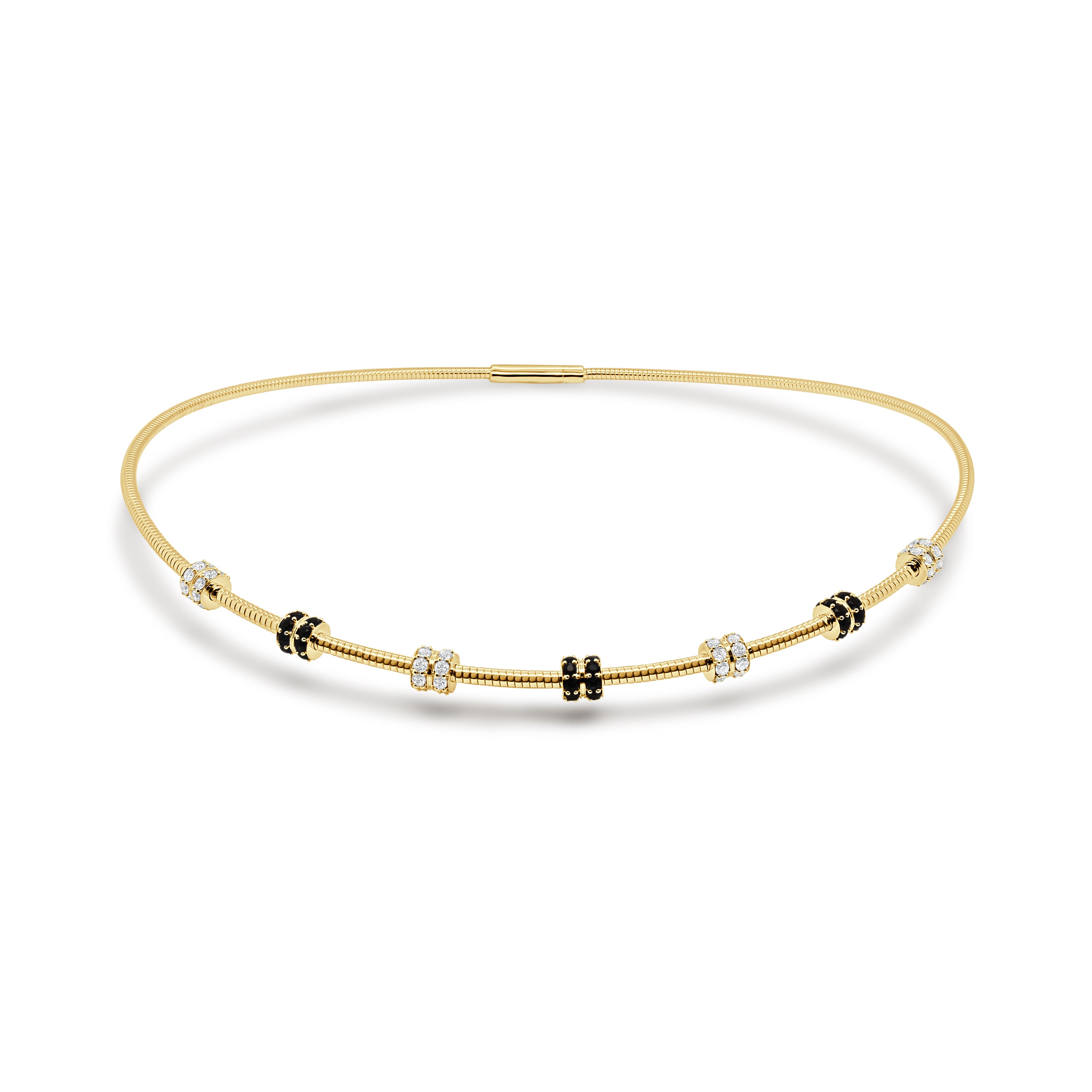 14K Gold Diamond & Sapphire Flexible Choker - 1.30 CT