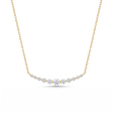 14K Gold Graduate Diamond Curve Bar Necklace - 0.95 CT