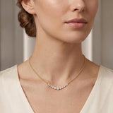 14K Gold Graduate Diamond Curve Bar Necklace - 0.95 CT