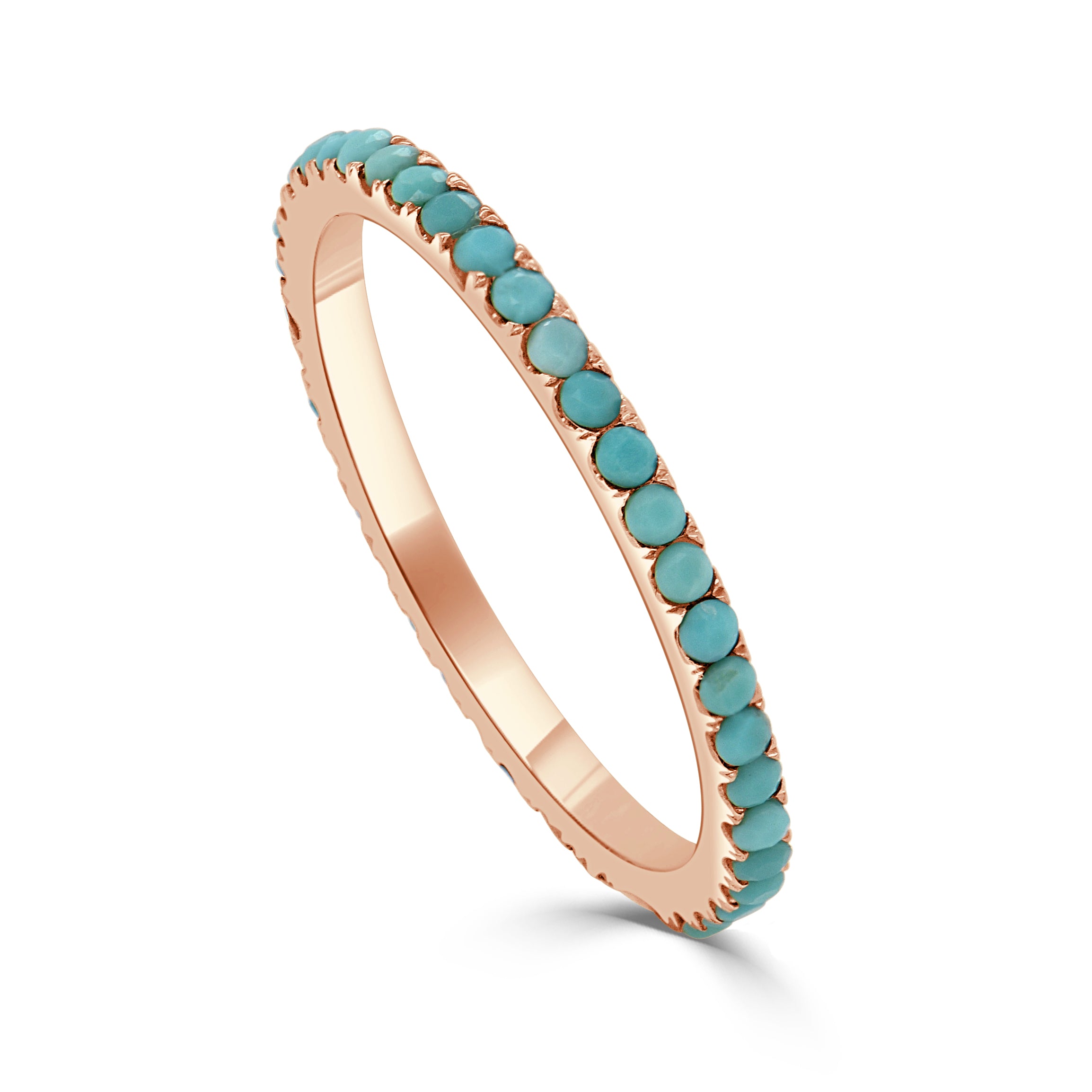 14k Gold & Turquoise Eternity Band - 0.66ct