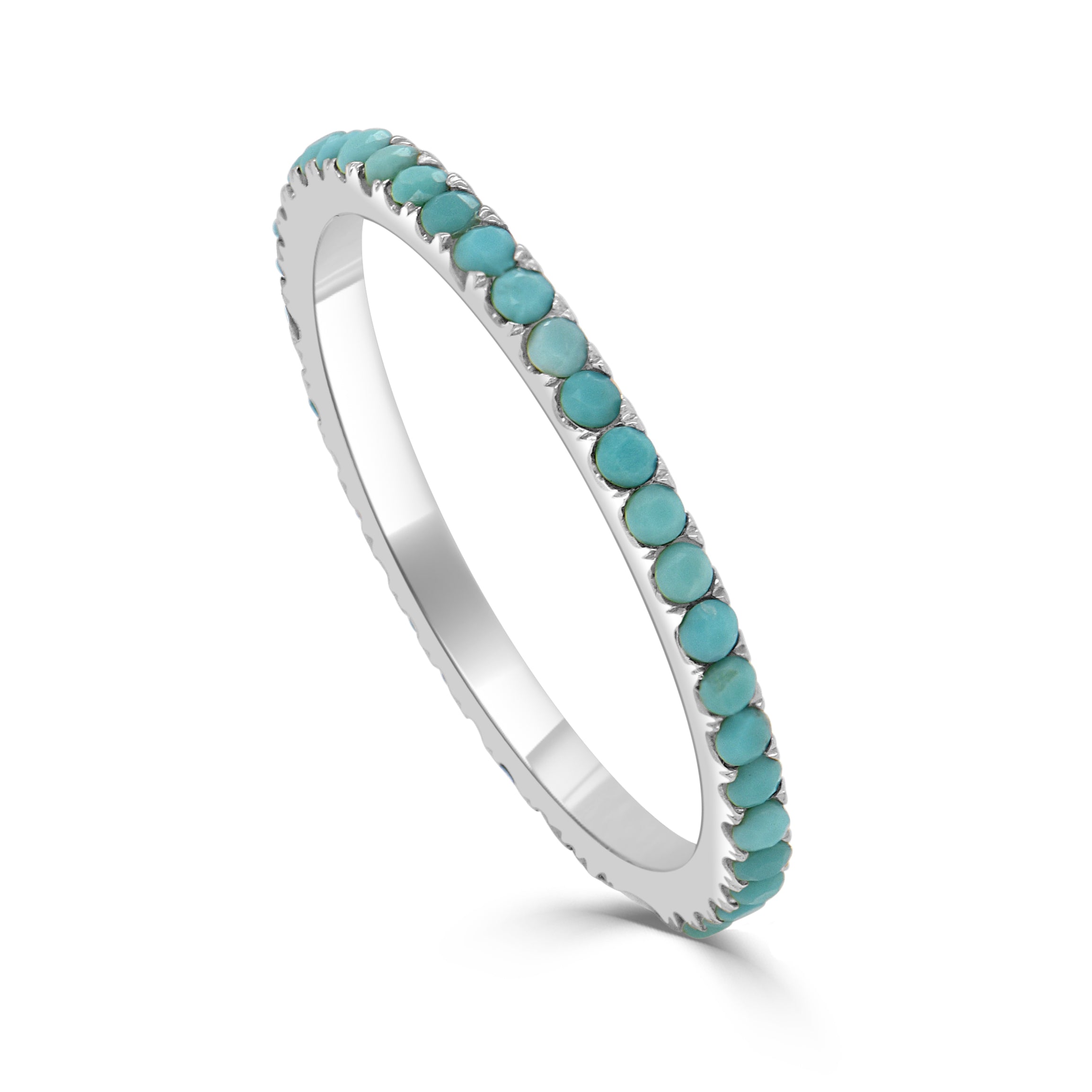 14k Gold & Turquoise Eternity Band - 0.66ct