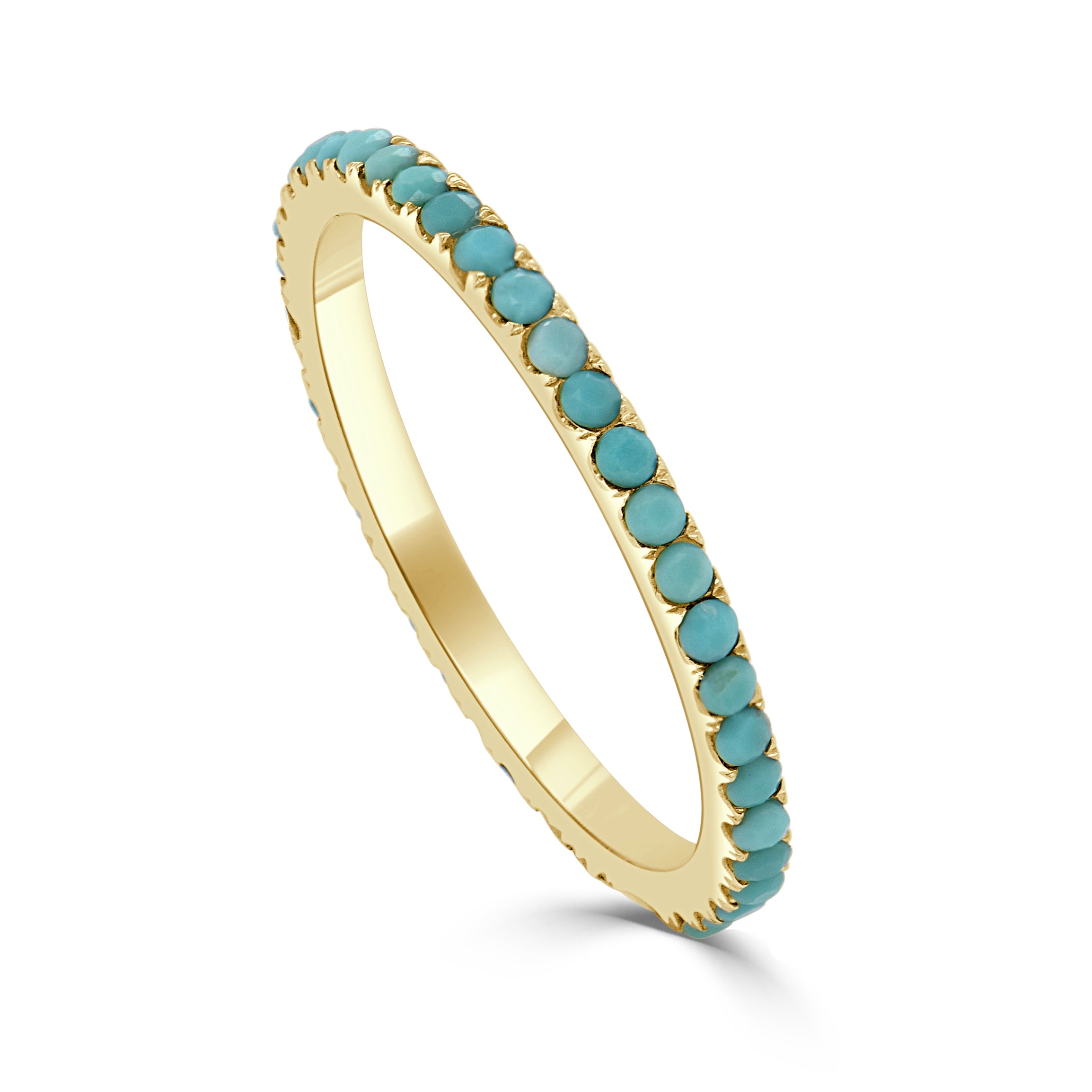 14k Gold & Turquoise Eternity Band - 0.66ct