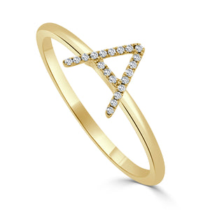 14K Gold & Diamond Initial Ring