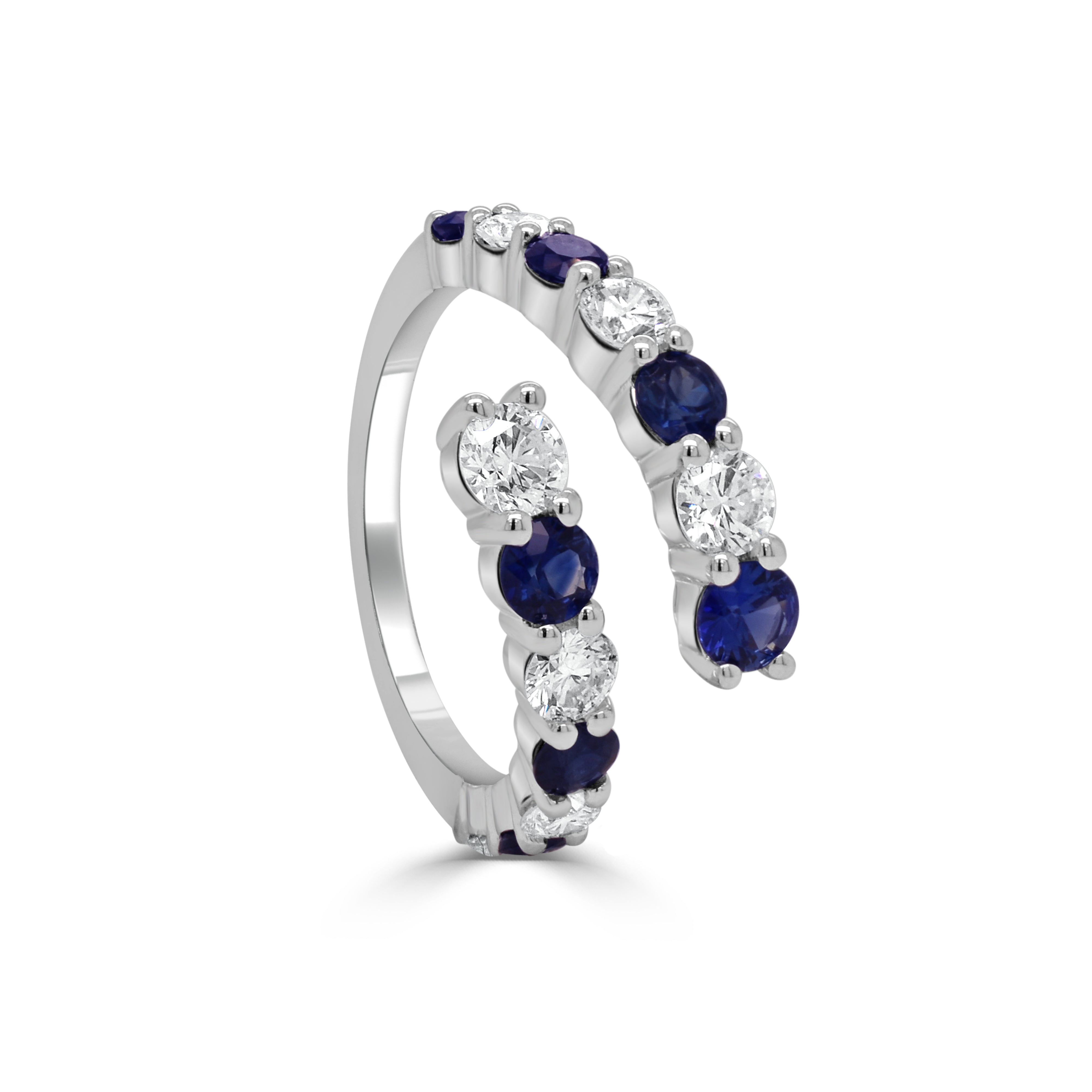 14K Gold Diamond & Sapphire Cross-Over Ring