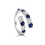 14K Gold Diamond & Sapphire Cross-Over Ring