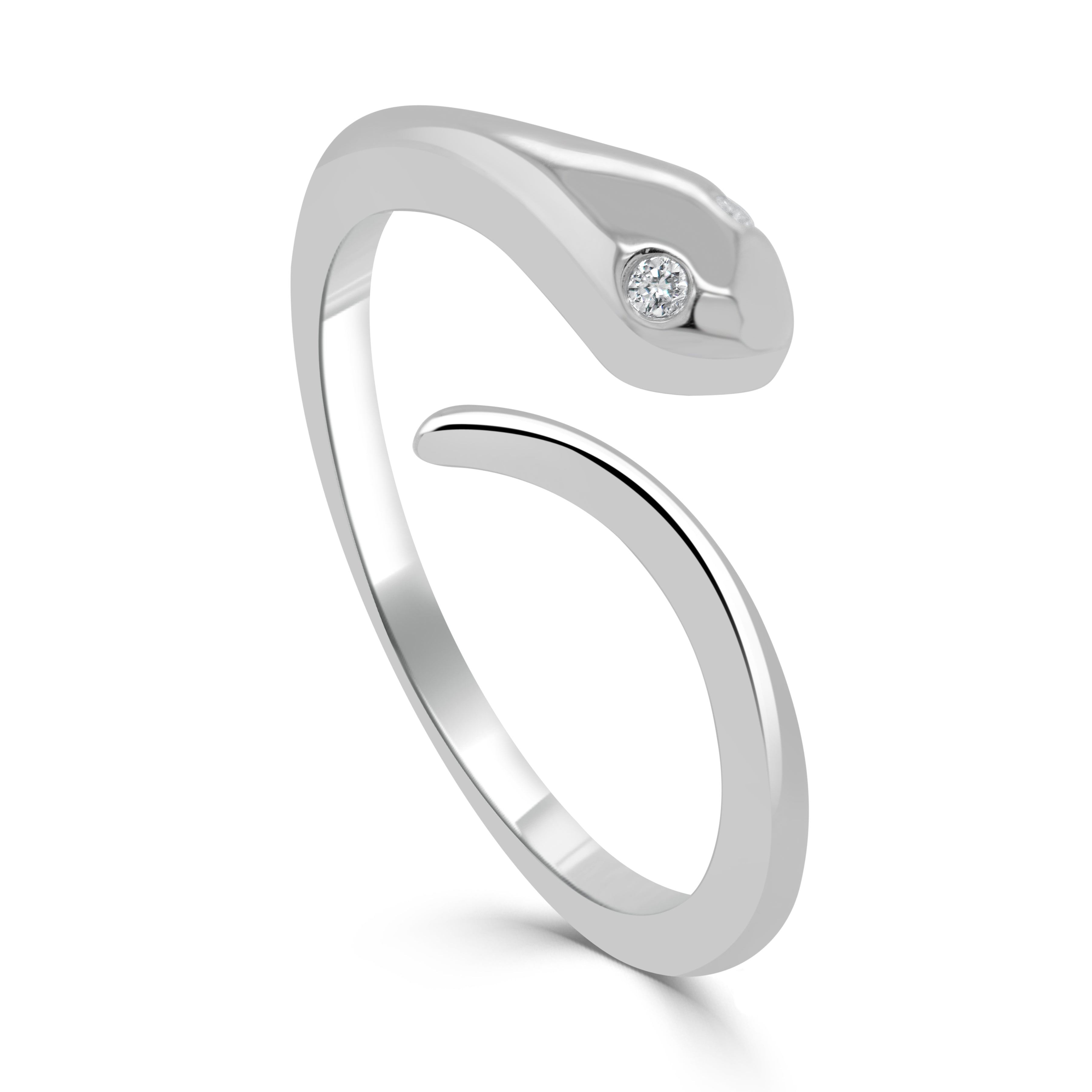 14K Gold & Diamond Snake Ring - 0.02ct